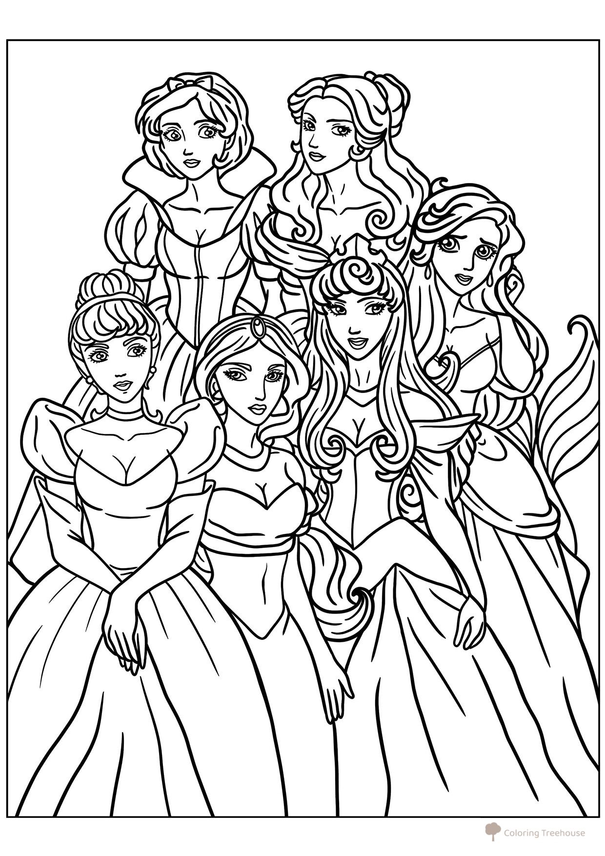 Realistic Disney Princess Coloring Pages free printable Princess Coloring Pages coloring page
