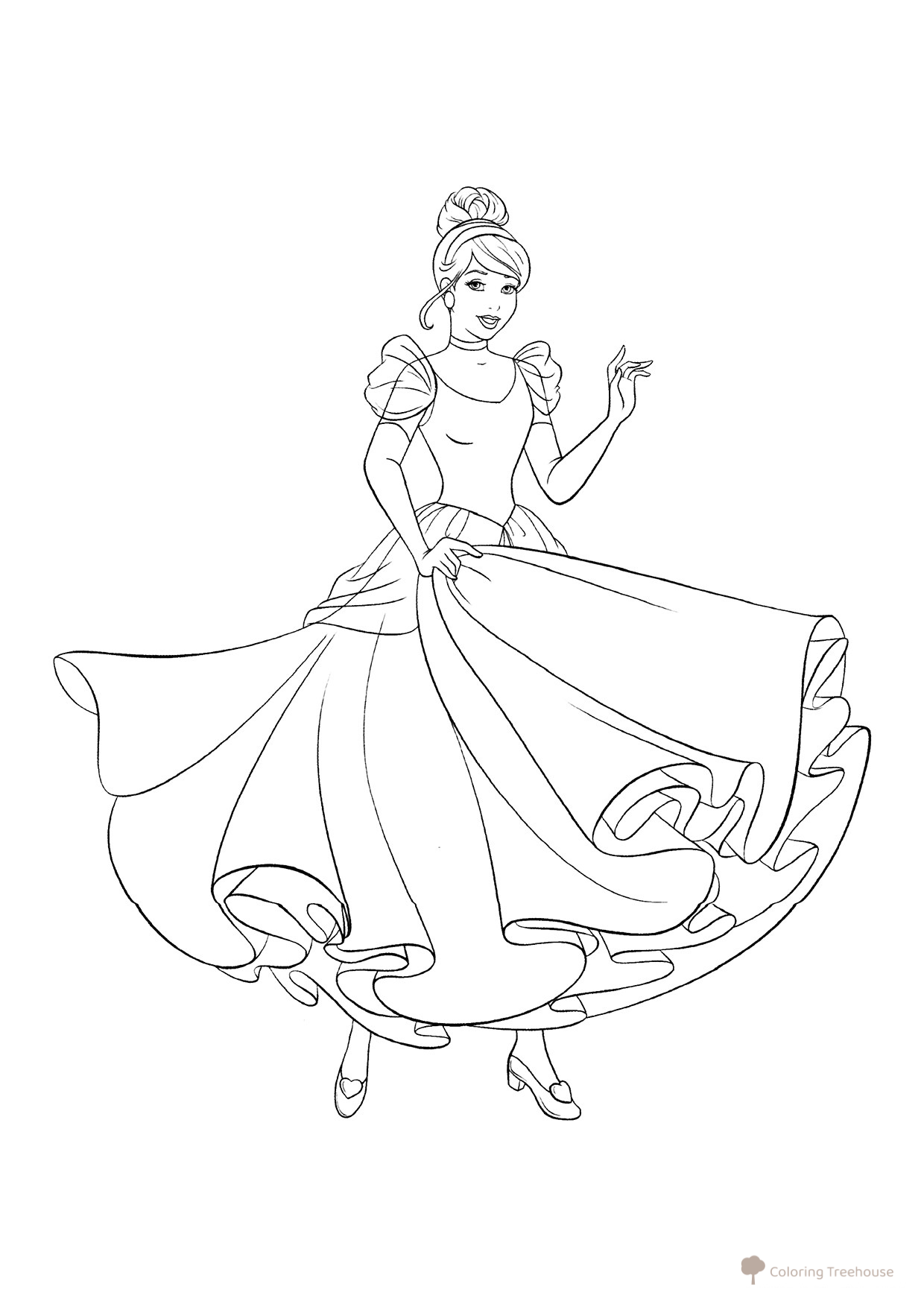 Cinderella in a Ball Gown Coloring Page free printable Princess Coloring Pages coloring page