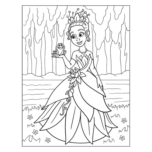 Página para colorear La Rana y la princesa Tiana dibujo para colorear gratis de Páginas para colorear de La princesa y el sapo (Tiana)
