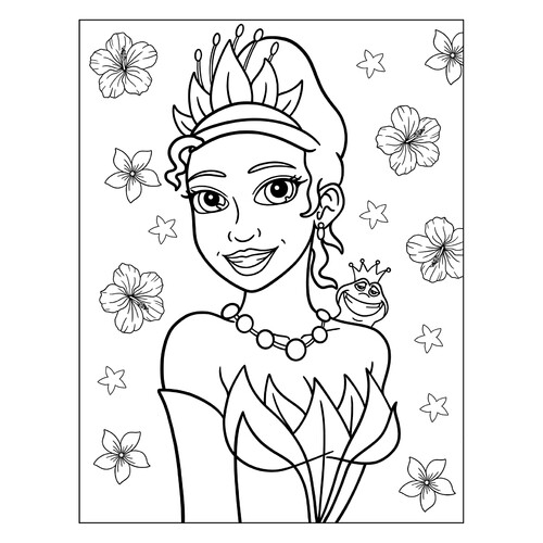 Página para colorear: Retrato de la princesa Tiana dibujo para colorear gratis de Páginas para colorear de La princesa y el sapo (Tiana)