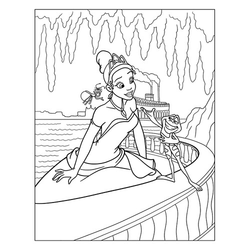 Página para colorear: Tiana y Naveen del lejano reino de Maldonia dibujo para colorear gratis de Páginas para colorear de La princesa y el sapo (Tiana)