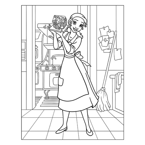 Tiana y la casa de jengibre - página para colorear dibujo para colorear gratis de Páginas para colorear de La princesa y el sapo (Tiana)