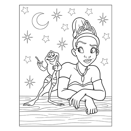 Tiana hablando con el príncipe - página para colorear dibujo para colorear gratis de Páginas para colorear de La princesa y el sapo (Tiana)