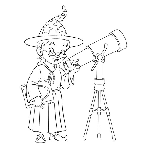 Página para colorear «Astrónomo» dibujo para colorear gratis de Páginas para colorear: profesiones