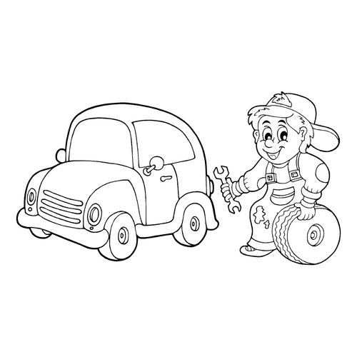Página para colorear «Mecánico de automóviles» dibujo para colorear gratis de Páginas para colorear: profesiones