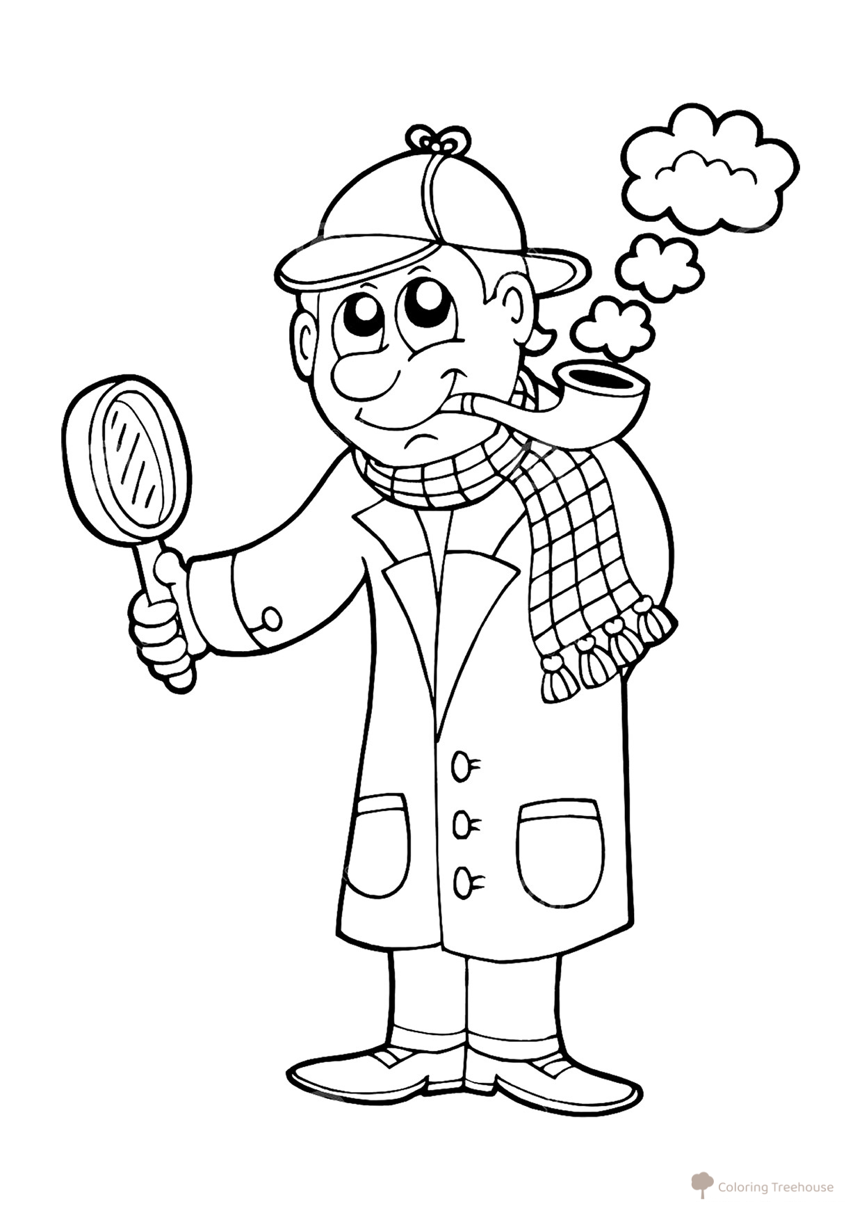 Detective Coloring Page free printable Profession Coloring Pages coloring page