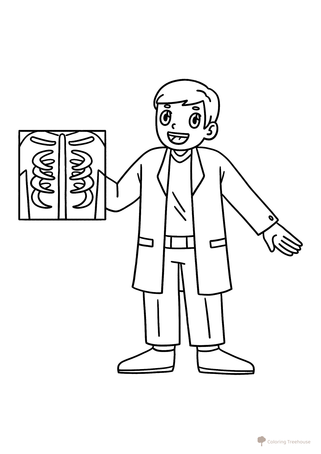 Doctor with X-ray Coloring Page free printable Profession Coloring Pages coloring page