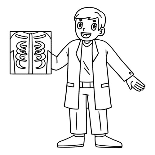 Doctor with X-ray Coloring Page free printable Profession Coloring Pages coloring page