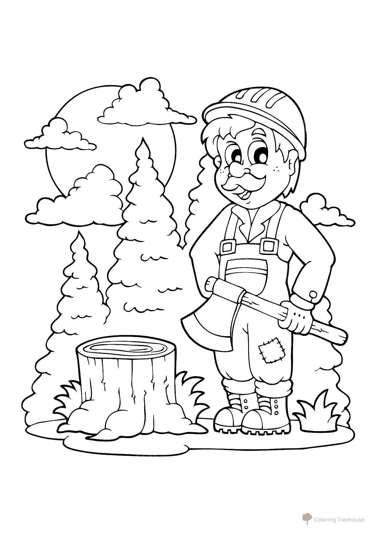 Lumberjack Coloring Page free printable Profession Coloring Pages coloring page