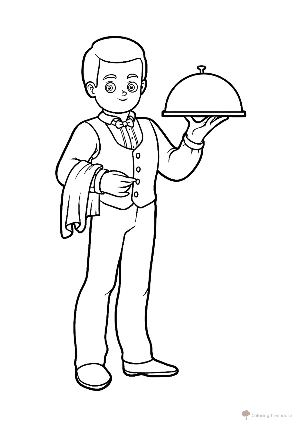 Página para colorear «Camarero» dibujo para colorear gratis de Páginas para colorear: profesiones