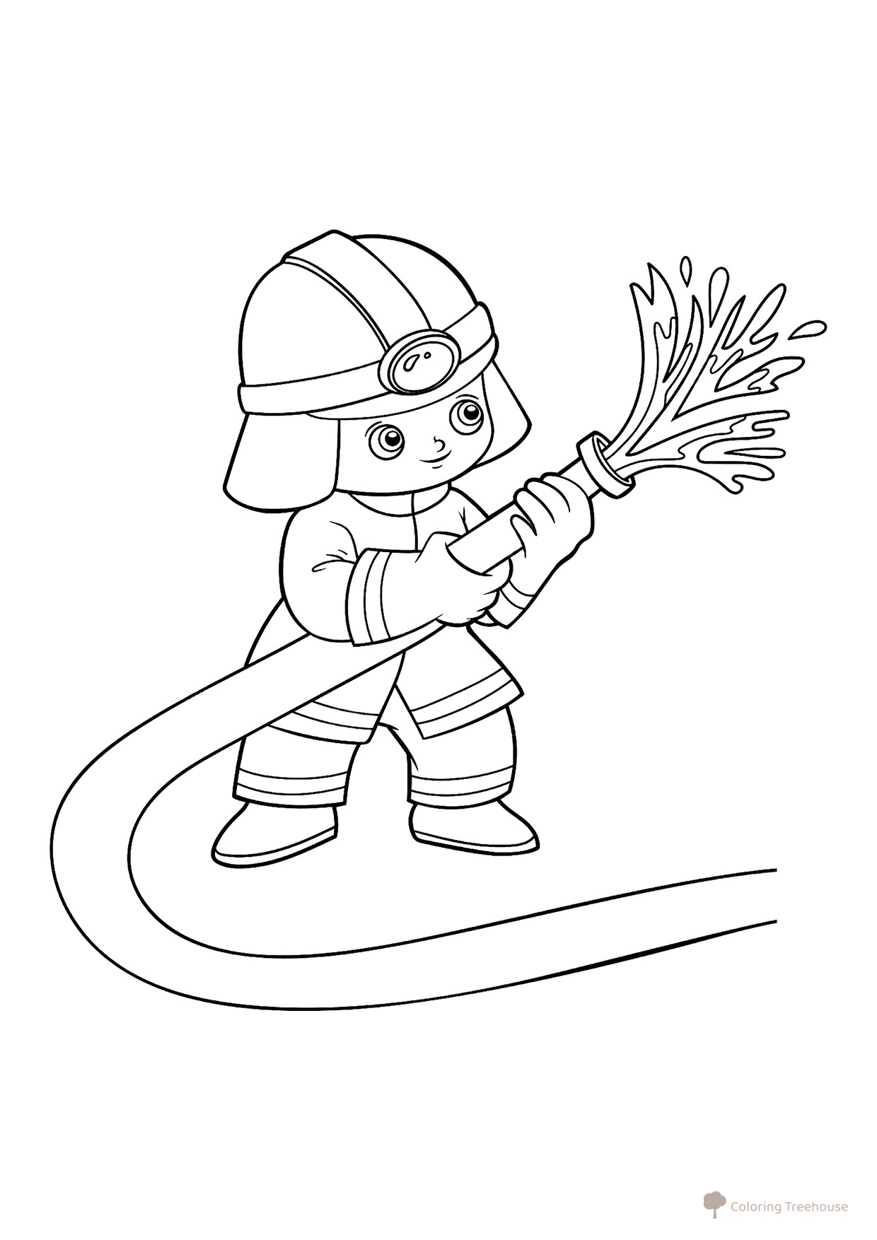 Firefighter Holding a Hose Coloring Page free printable Profession Coloring Pages coloring page