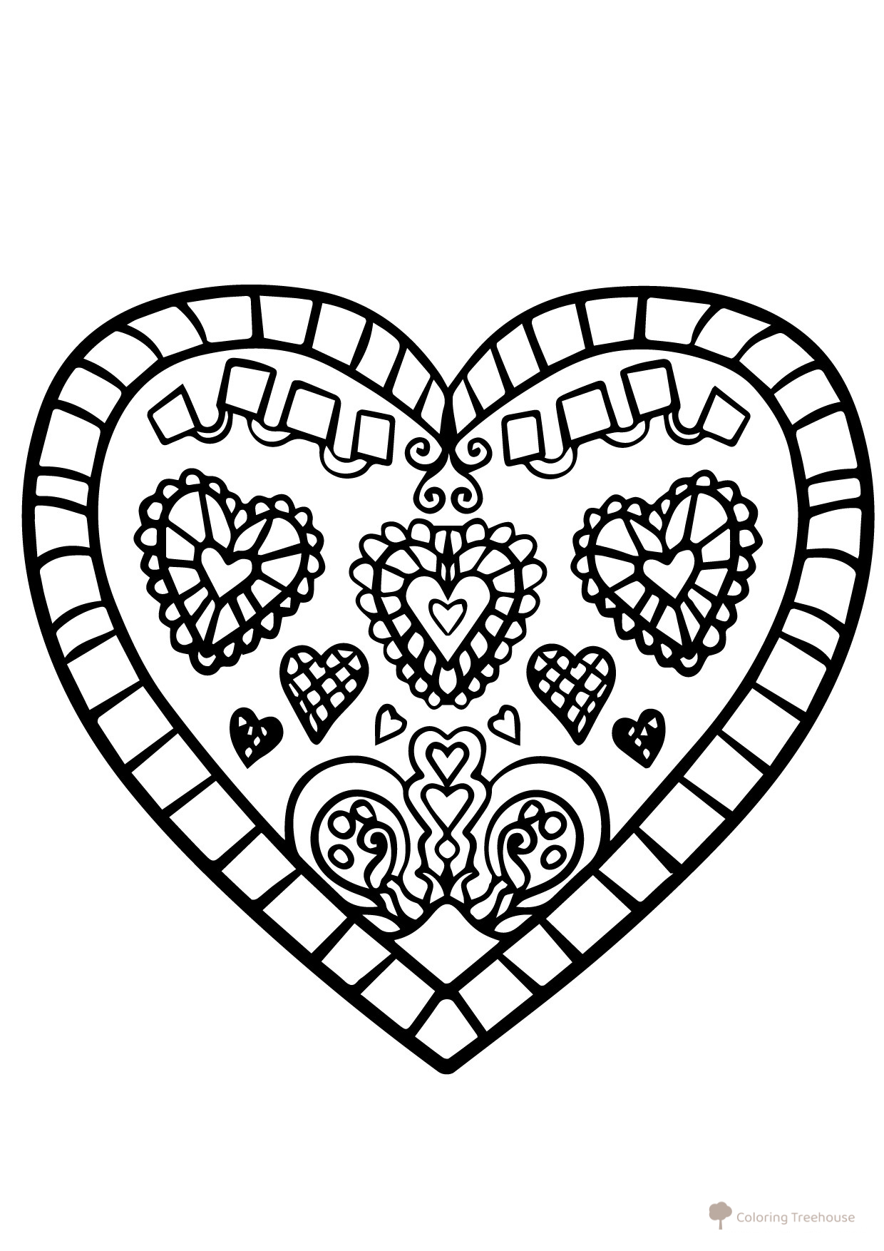 Página para colorear: Corazón de San Valentín con patrones dibujo para colorear gratis de Art Therapy Coloring Pages