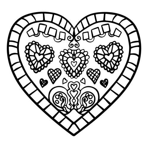 Página para colorear: Corazón de San Valentín con patrones dibujo para colorear gratis de Art Therapy Coloring Pages