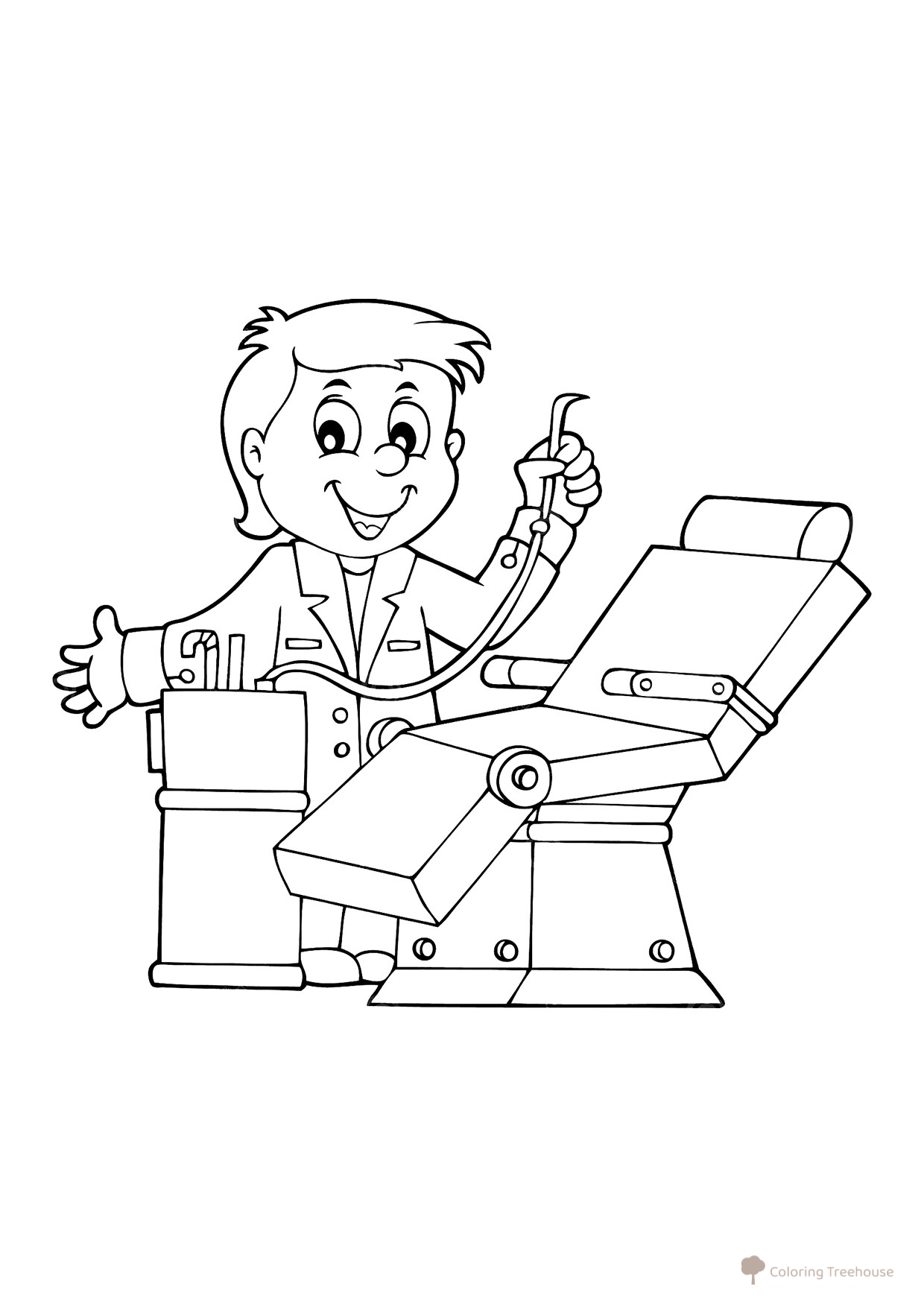 Página para colorear «Dentista» dibujo para colorear gratis de Páginas para colorear: profesiones
