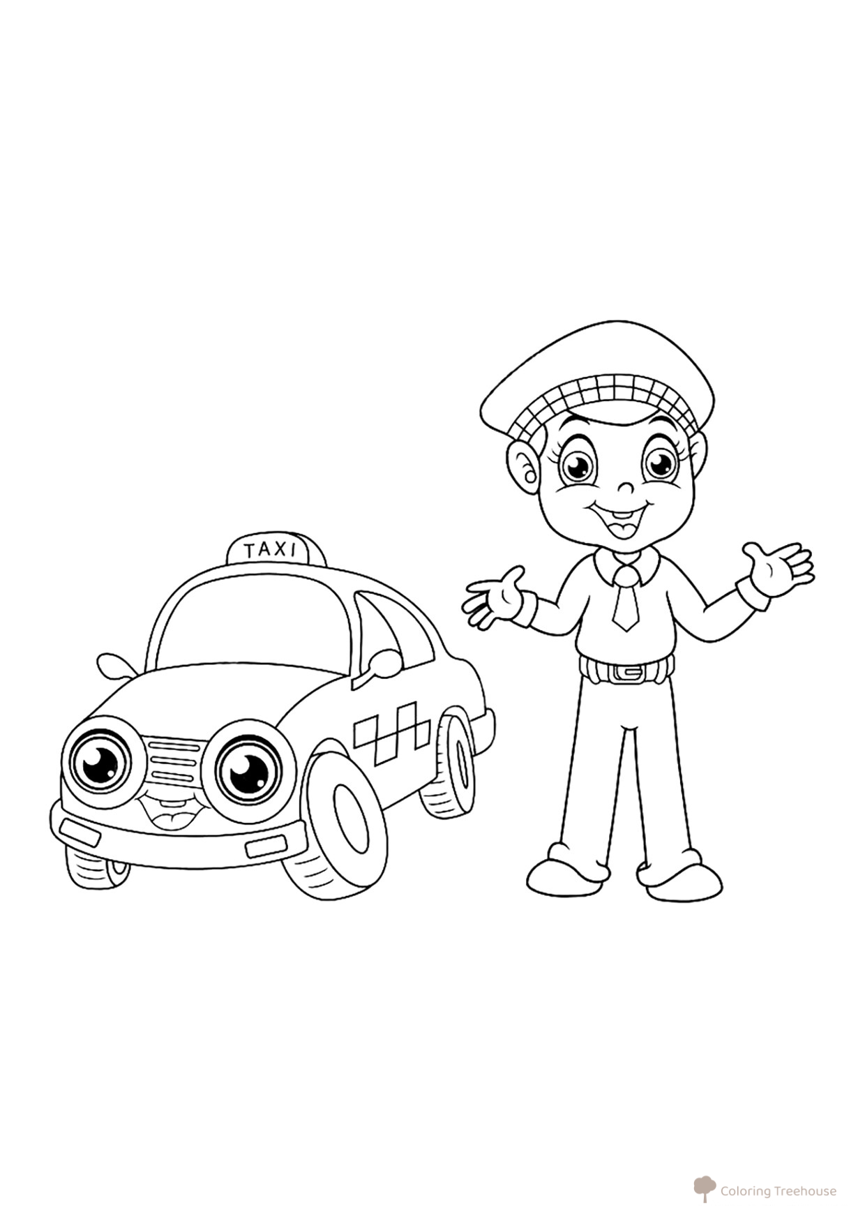 Página para colorear «Taxista» dibujo para colorear gratis de Páginas para colorear: profesiones