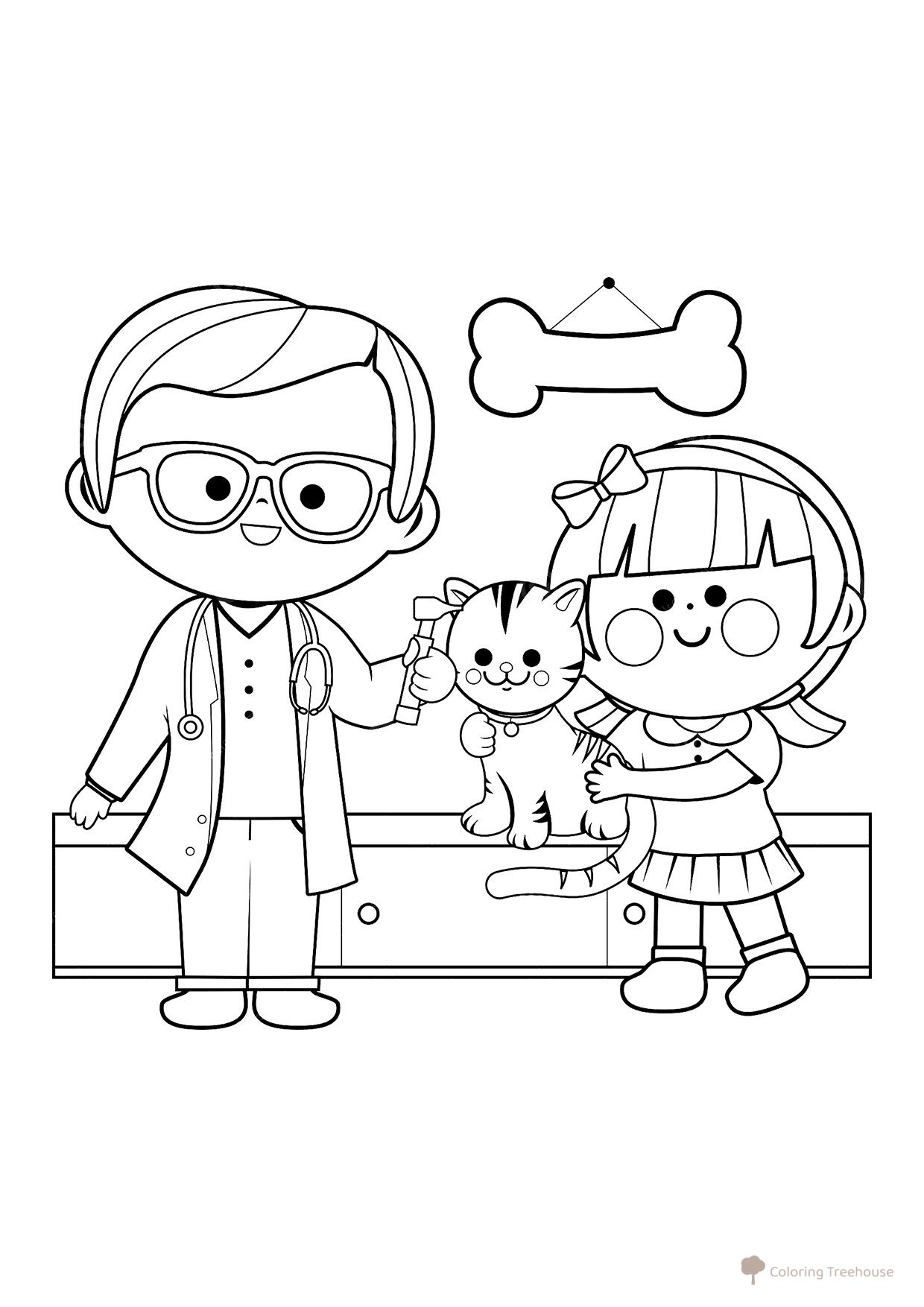 Página para colorear «Veterinario» dibujo para colorear gratis de Páginas para colorear: profesiones