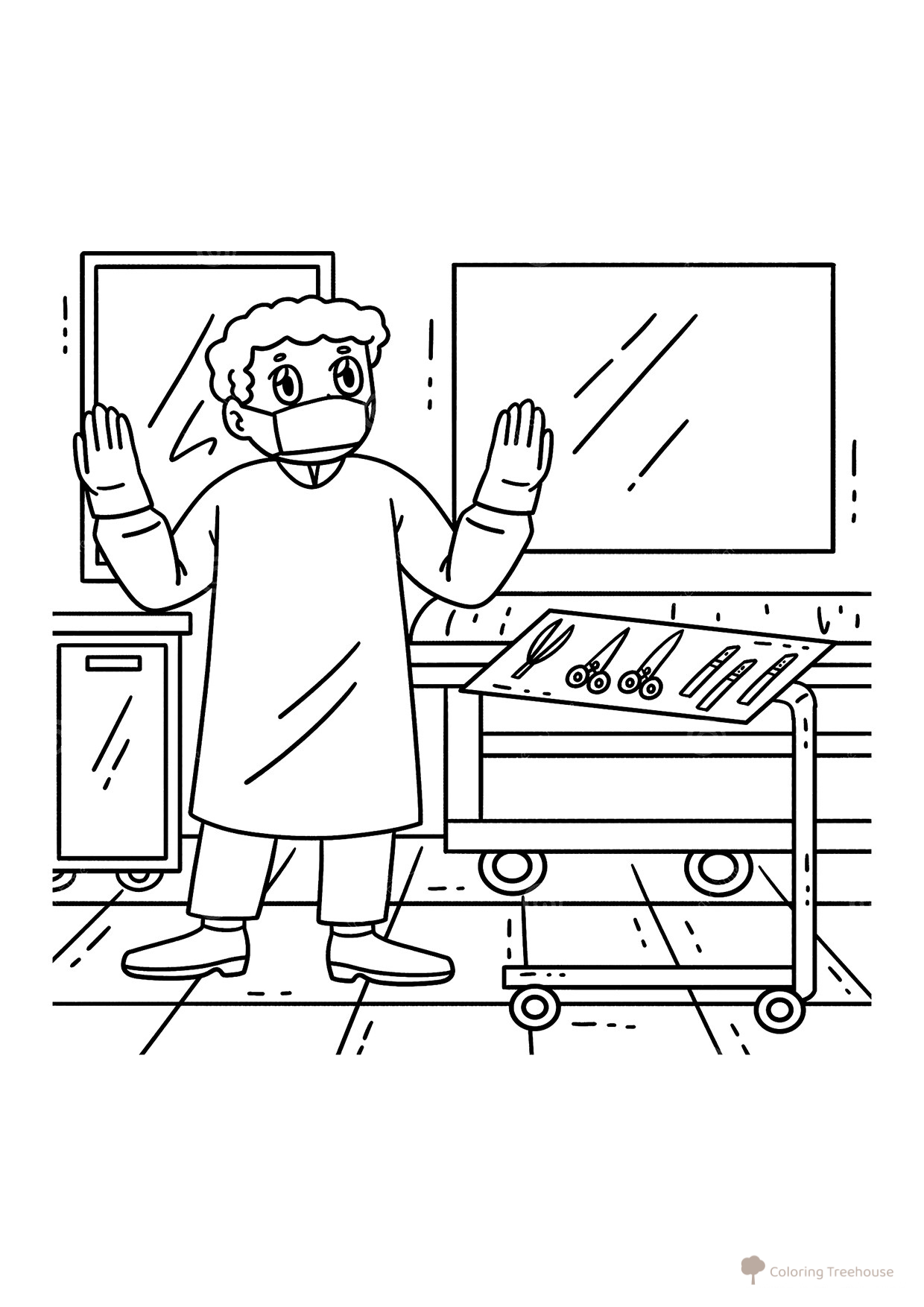 Surgeon Coloring Page free printable Profession Coloring Pages coloring page