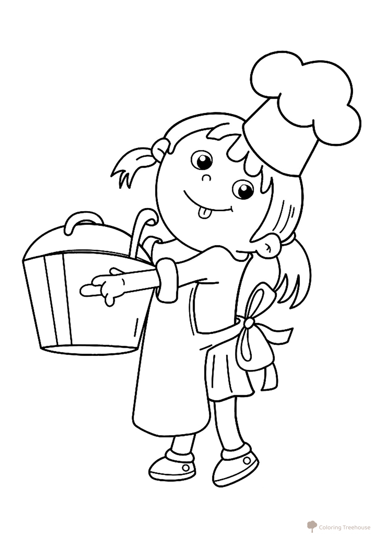 Página para colorear «Mujer cocinera» dibujo para colorear gratis de Páginas para colorear: profesiones