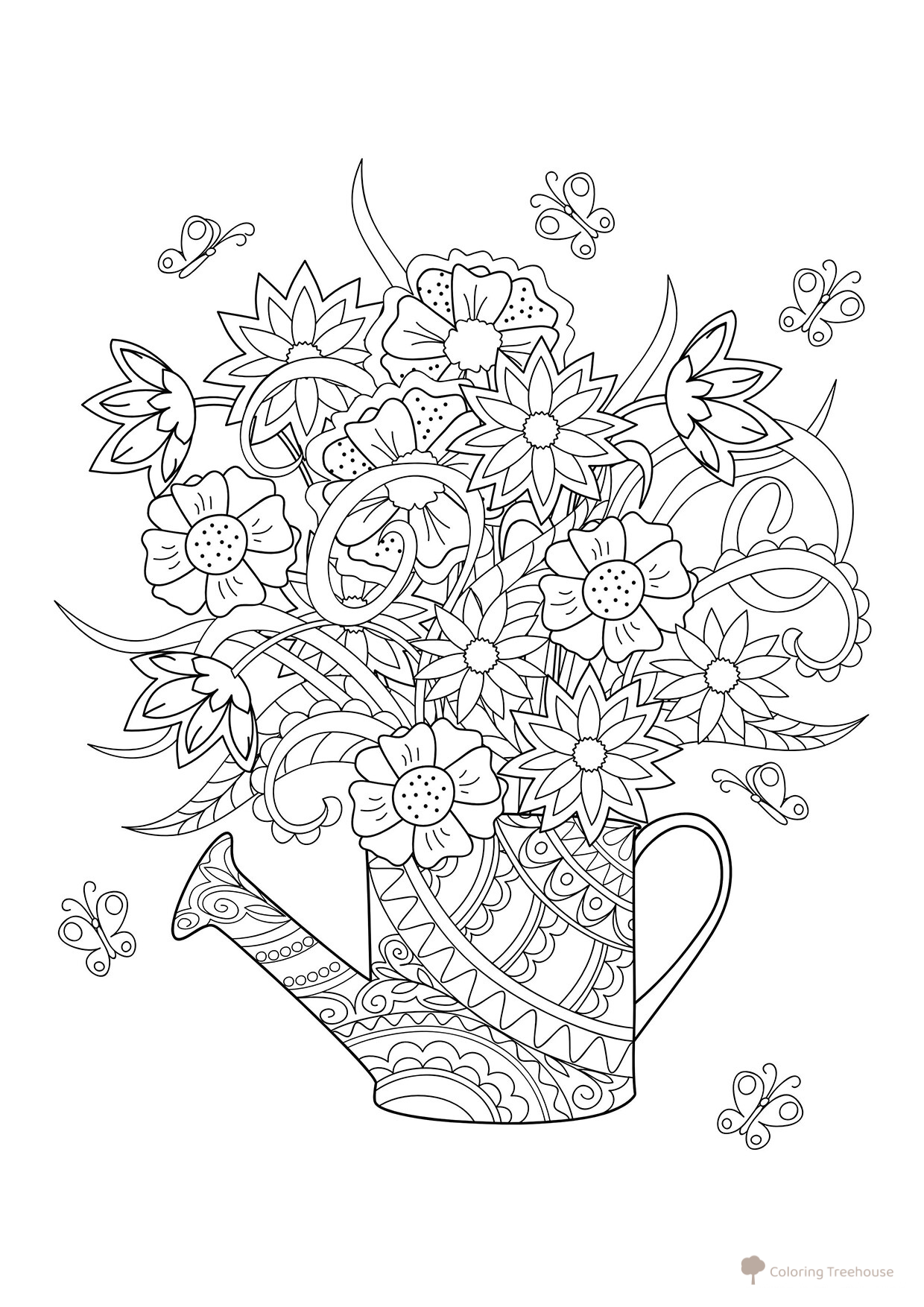 Spring Flowers Art Therapy Coloring Page free printable Art Therapy Coloring Pages coloring page