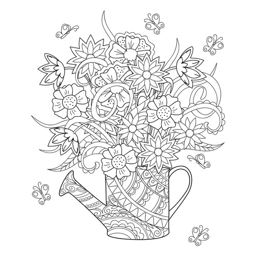 Spring Flowers Art Therapy Coloring Page free printable Art Therapy Coloring Pages coloring page