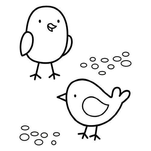 Dibujos para colorear: Dos gorrioncitos dibujo para colorear gratis de Páginas para colorear de aves para niños pequeños