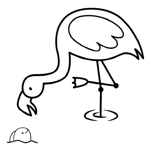 Flamenco y Pececillo — página para colorear dibujo para colorear gratis de Páginas para colorear de aves para niños pequeños
