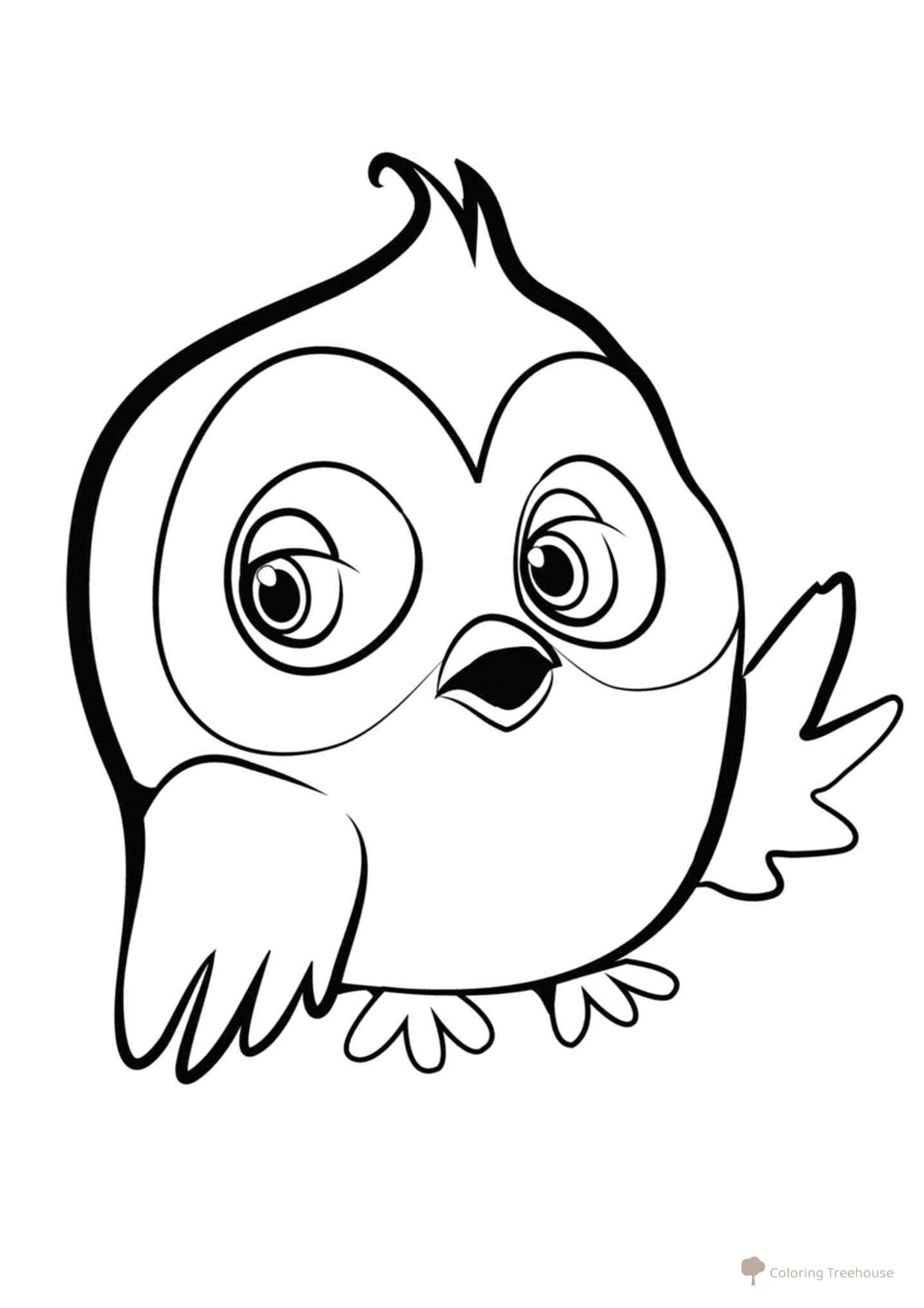 Dibujo para colorear: Búho para niños pequeños dibujo para colorear gratis de Páginas para colorear de aves para niños pequeños