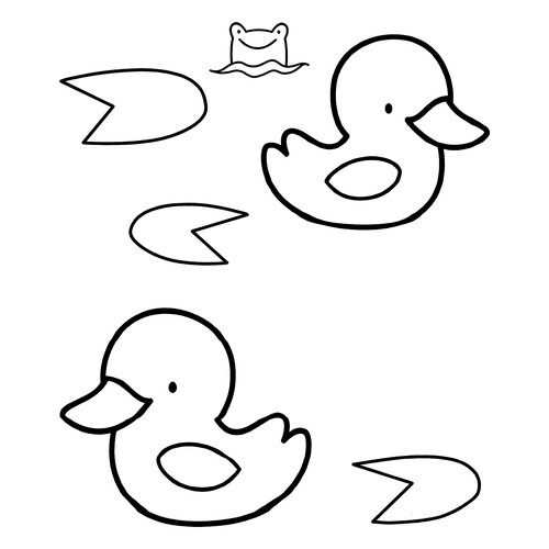 Dibujo para colorear: Patitos y ranita dibujo para colorear gratis de Páginas para colorear de aves para niños pequeños
