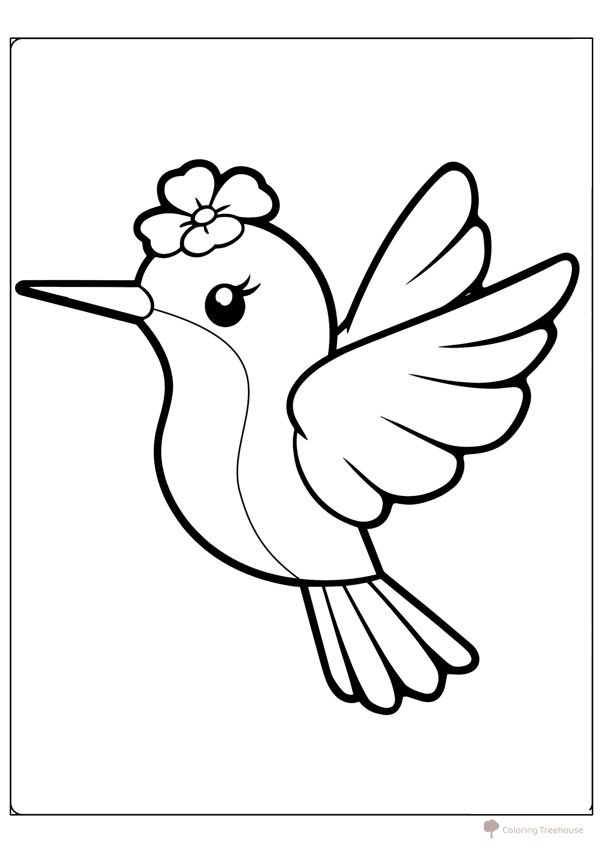 Libro para colorear «Lindo colibrí para los más pequeños» dibujo para colorear gratis de Páginas para colorear: aves