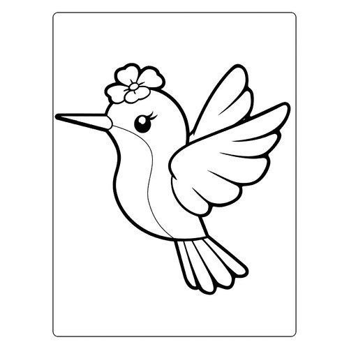 Libro para colorear «Lindo colibrí para los más pequeños» dibujo para colorear gratis de Páginas para colorear: aves