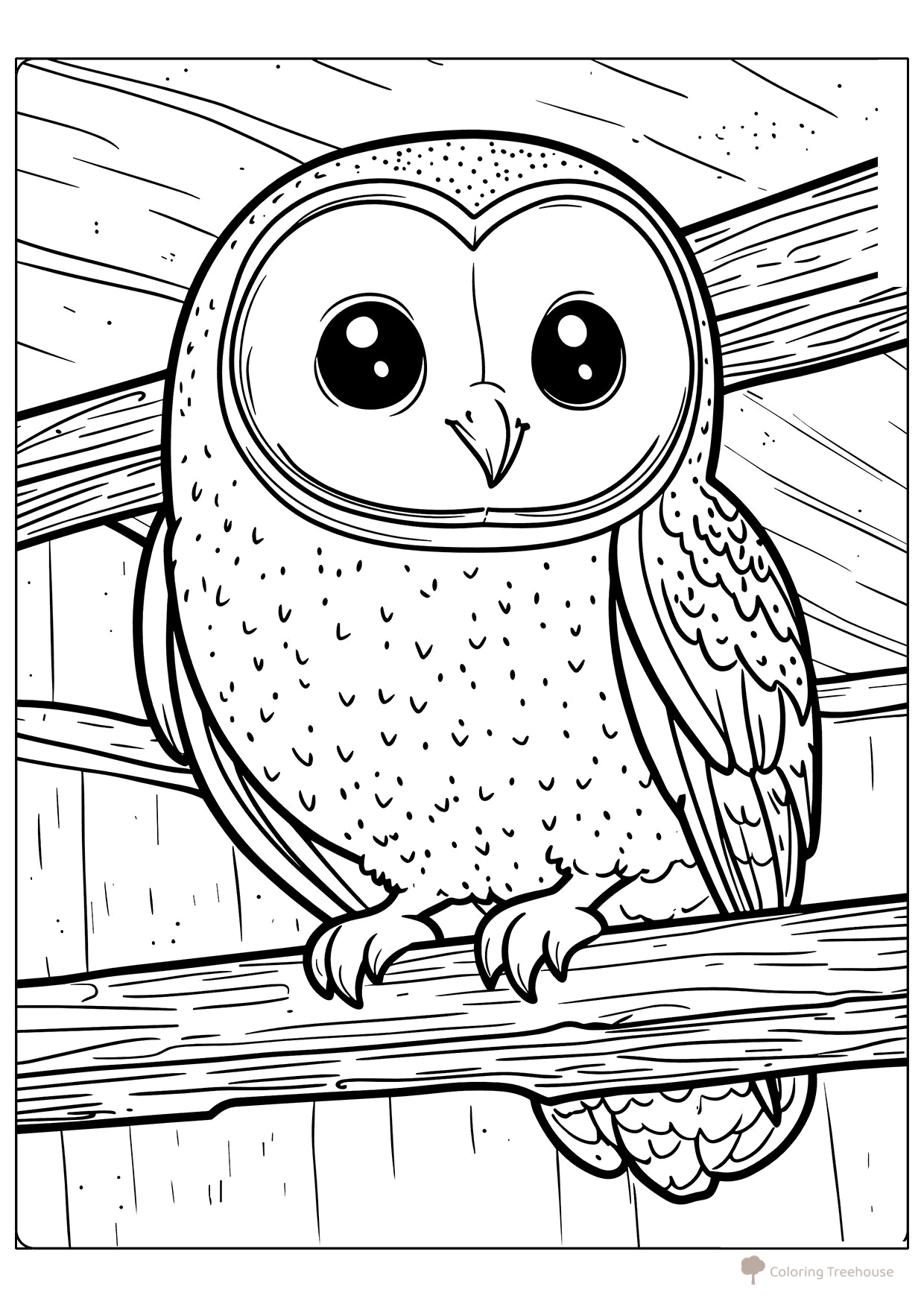 Dibujos para colorear «Búho adorable» dibujo para colorear gratis de Páginas para colorear: aves