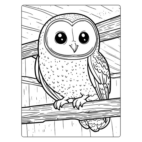 Dibujos para colorear «Búho adorable» dibujo para colorear gratis de Páginas para colorear: aves