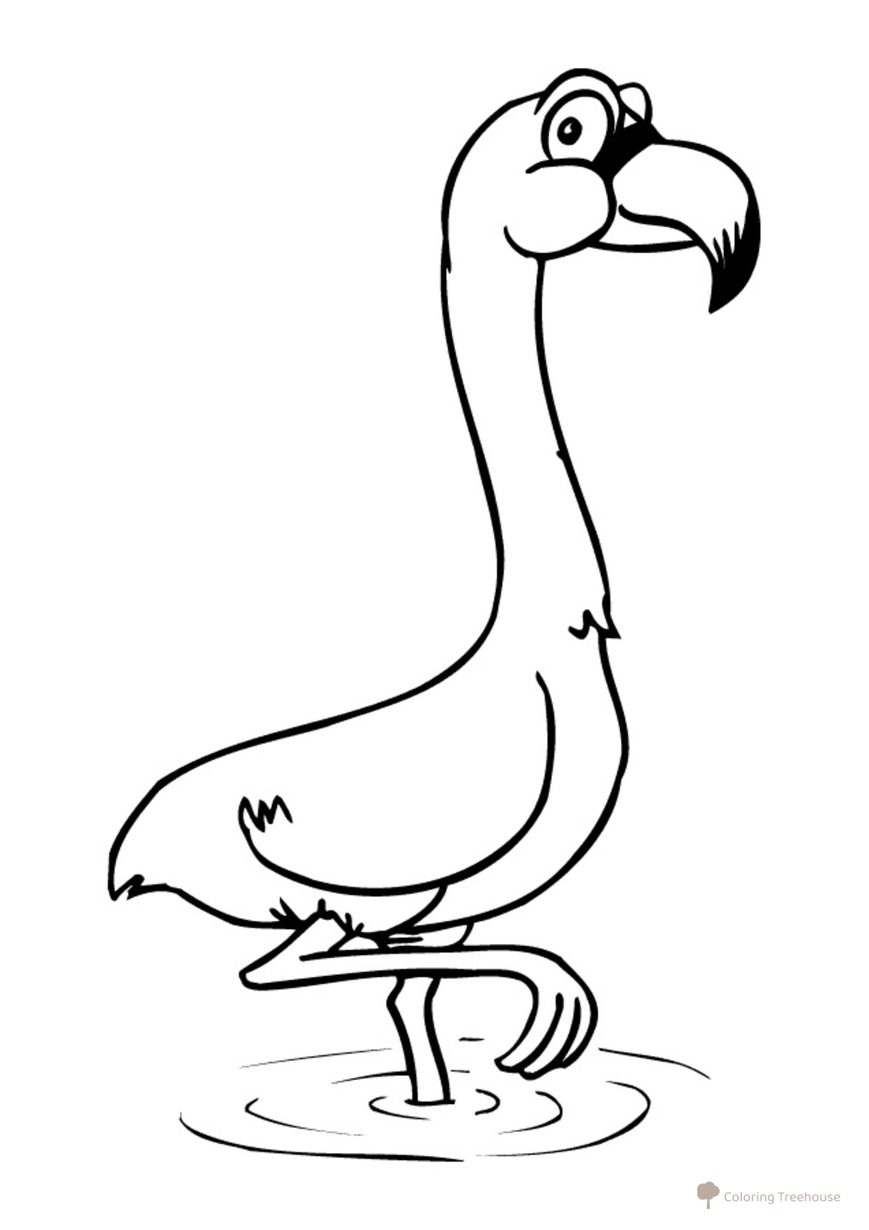 Página para colorear: Flamenco de dibujos animados dibujo para colorear gratis de Páginas para colorear: aves