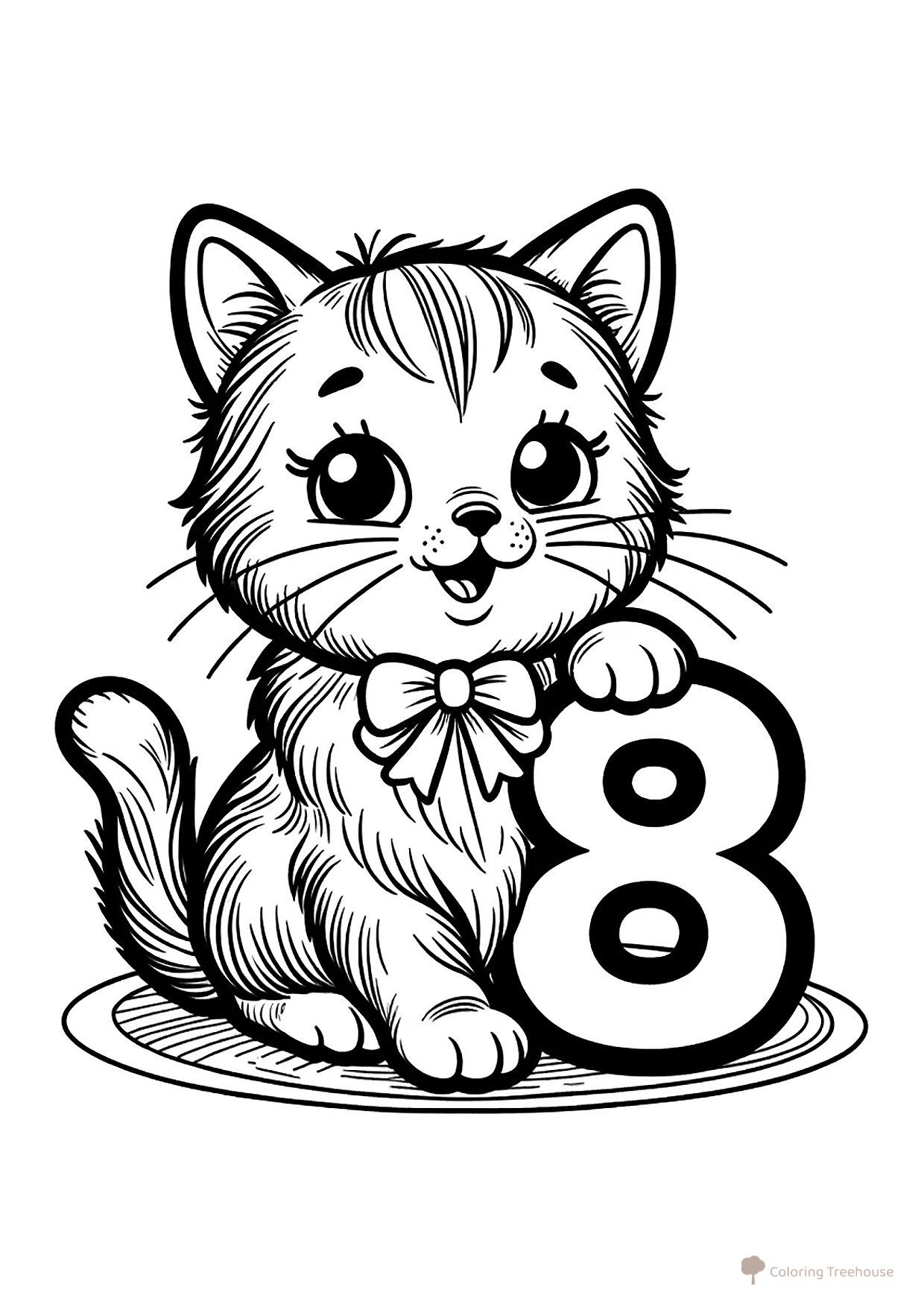 March 8th Greeting Card Coloring Page with Kitten free printable International Women’s Day Coloring Pages coloring page