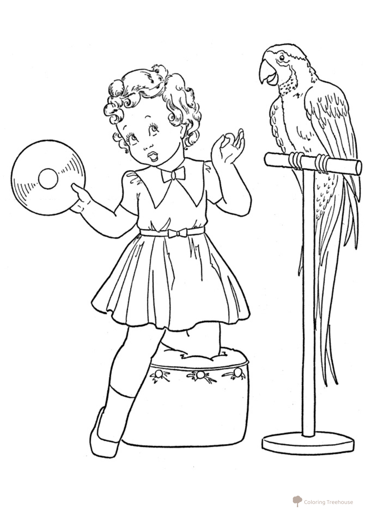 The Girl's Song and Cockatoo Coloring Page free printable Bird Coloring Pages coloring page