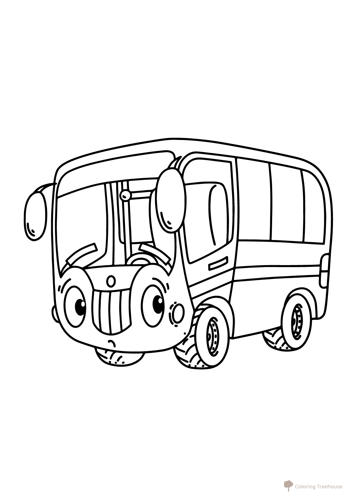 Bus with Eyes Coloring Page free printable Bus Coloring Pages coloring page