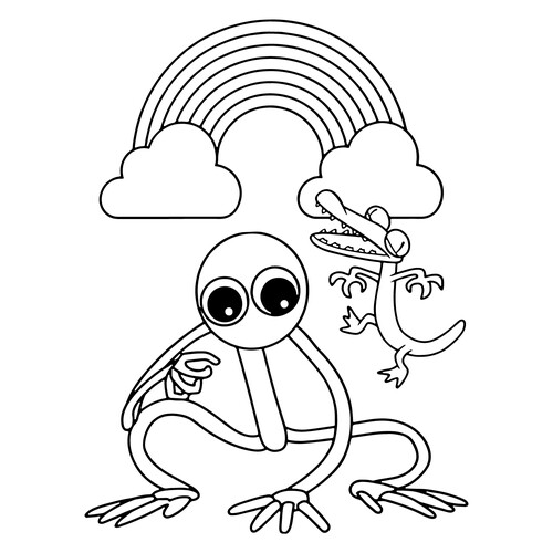 Purple and Orange Coloring Page from Rainbow Friends free printable Rainbow Friends Coloring Pages coloring page