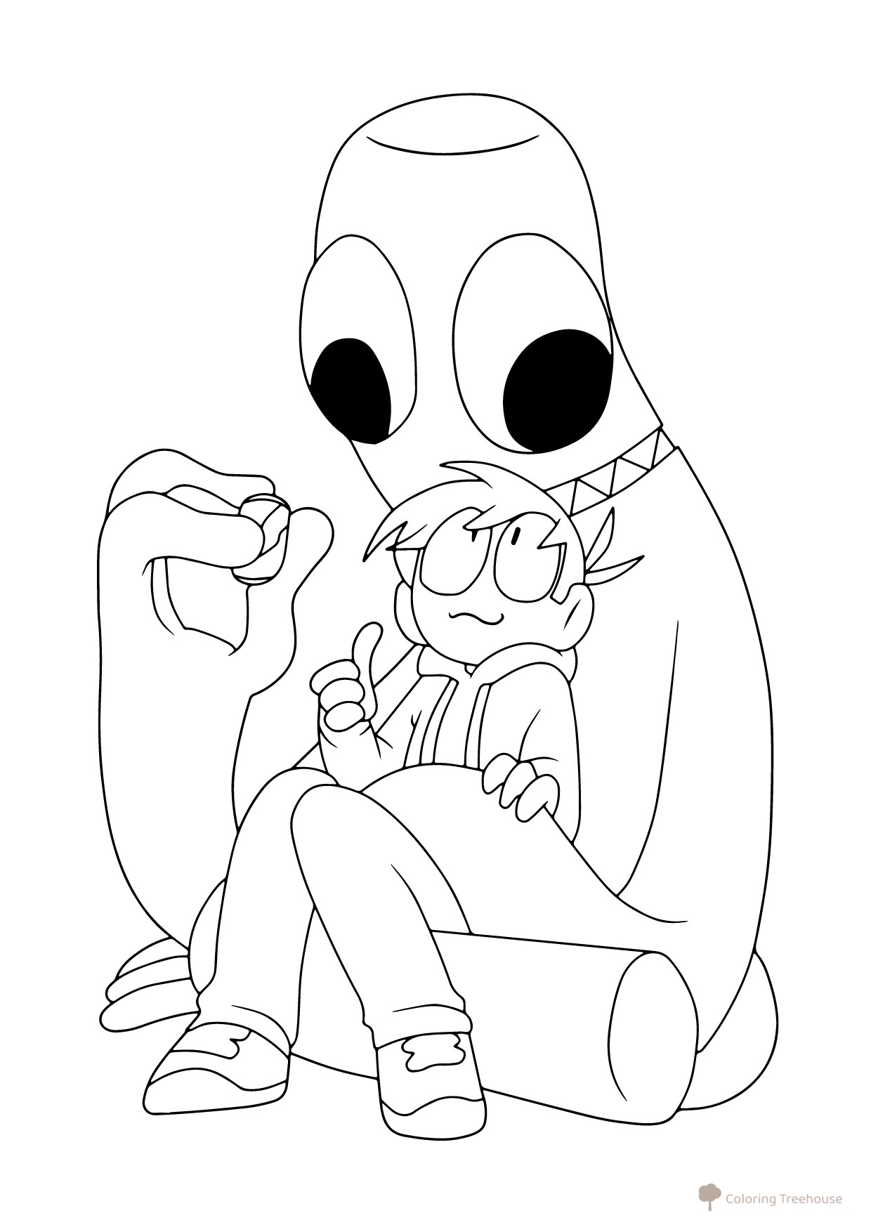 Player Feeding Green Coloring Page free printable Rainbow Friends Coloring Pages coloring page