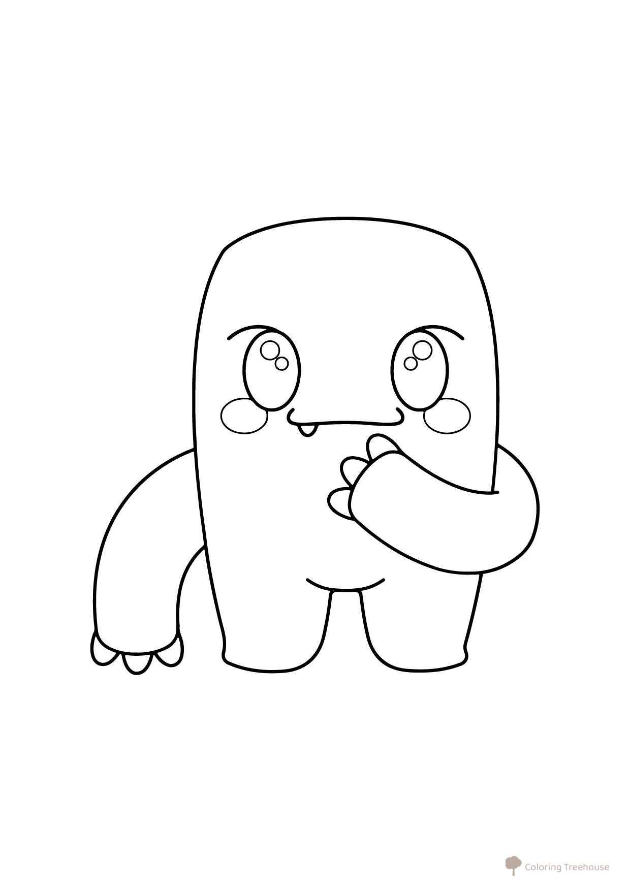Kawaii Green Coloring Page from Rainbow Friends free printable Rainbow Friends Coloring Pages coloring page