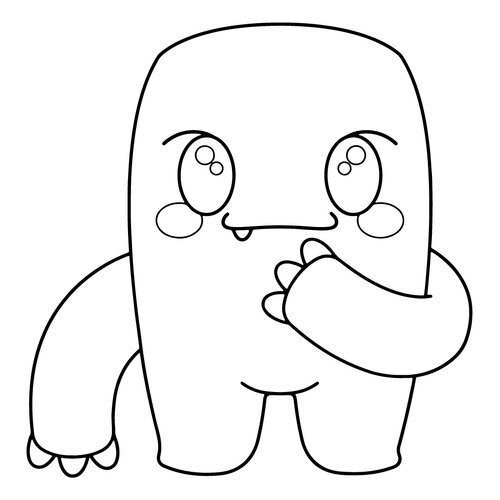Kawaii Green Coloring Page from Rainbow Friends free printable Rainbow Friends Coloring Pages coloring page