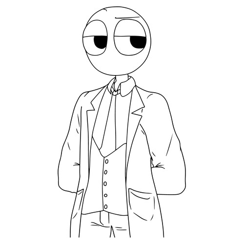 Coloring Page: Red from Rainbow Friends in a Doctor's Coat free printable Rainbow Friends Coloring Pages coloring page