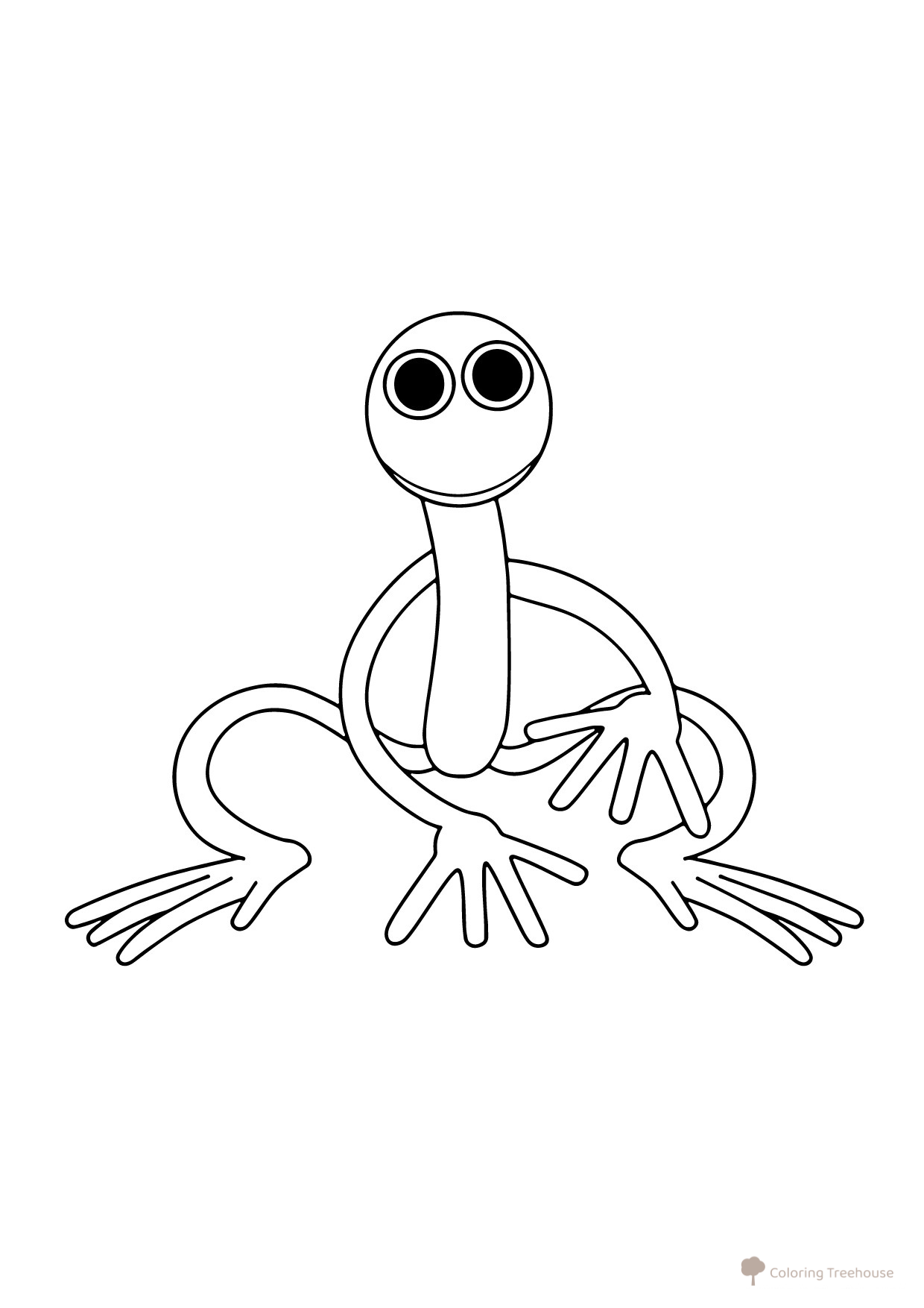 Ficha para colorear "Amigos Arcoíris: El morado sentado" dibujo para colorear gratis de Páginas para colorear de Rainbow Friends