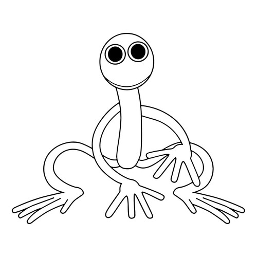 Ficha para colorear "Amigos Arcoíris: El morado sentado" dibujo para colorear gratis de Páginas para colorear de Rainbow Friends