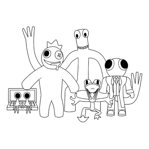 Página para colorear Amigos Arcoíris: todos juntos dibujo para colorear gratis de Páginas para colorear de Rainbow Friends