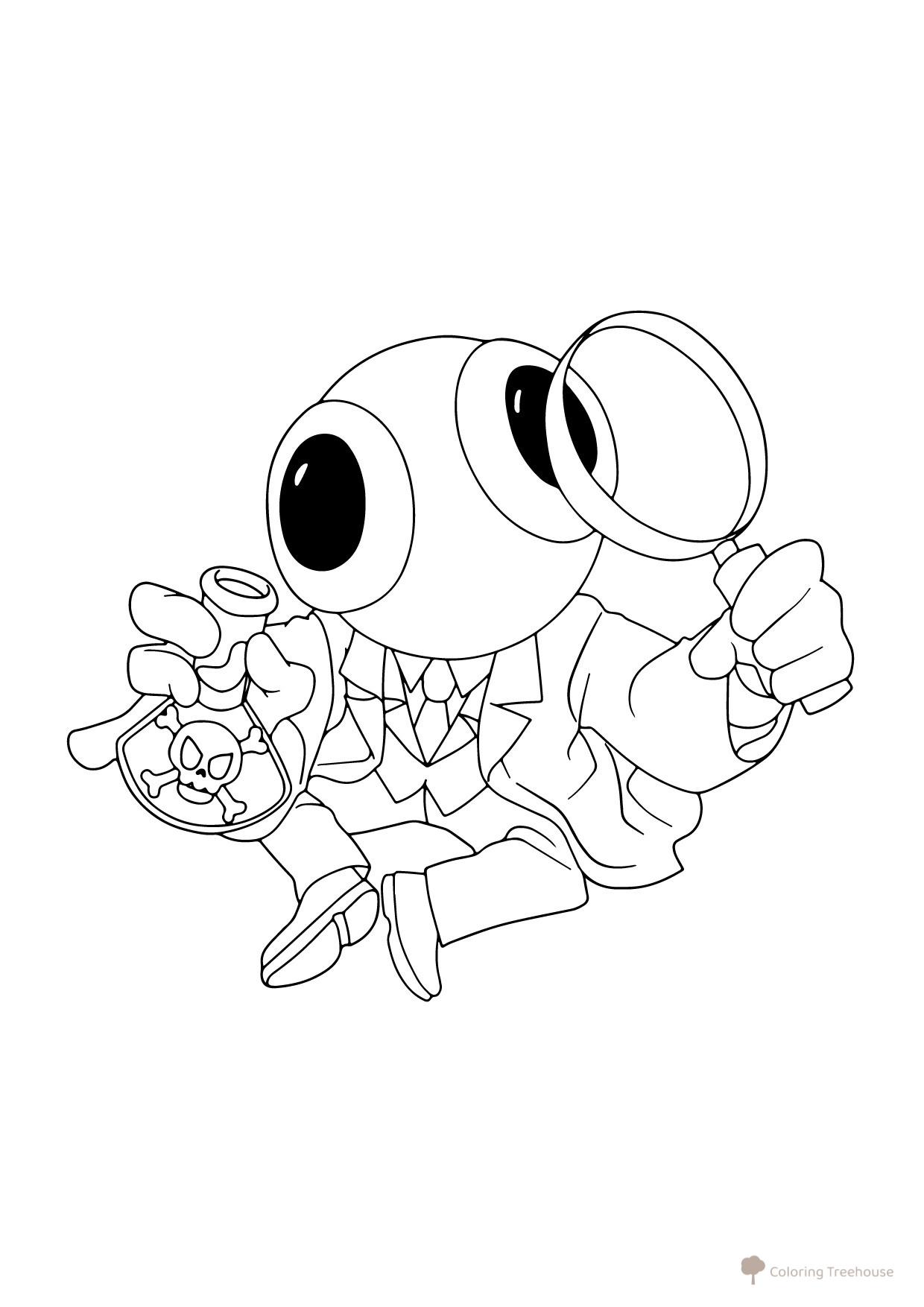 Rainbow with Poison and Magnifying Glass Coloring Page free printable Rainbow Friends Coloring Pages coloring page