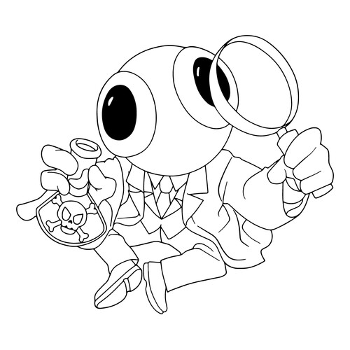 Rainbow with Poison and Magnifying Glass Coloring Page free printable Rainbow Friends Coloring Pages coloring page