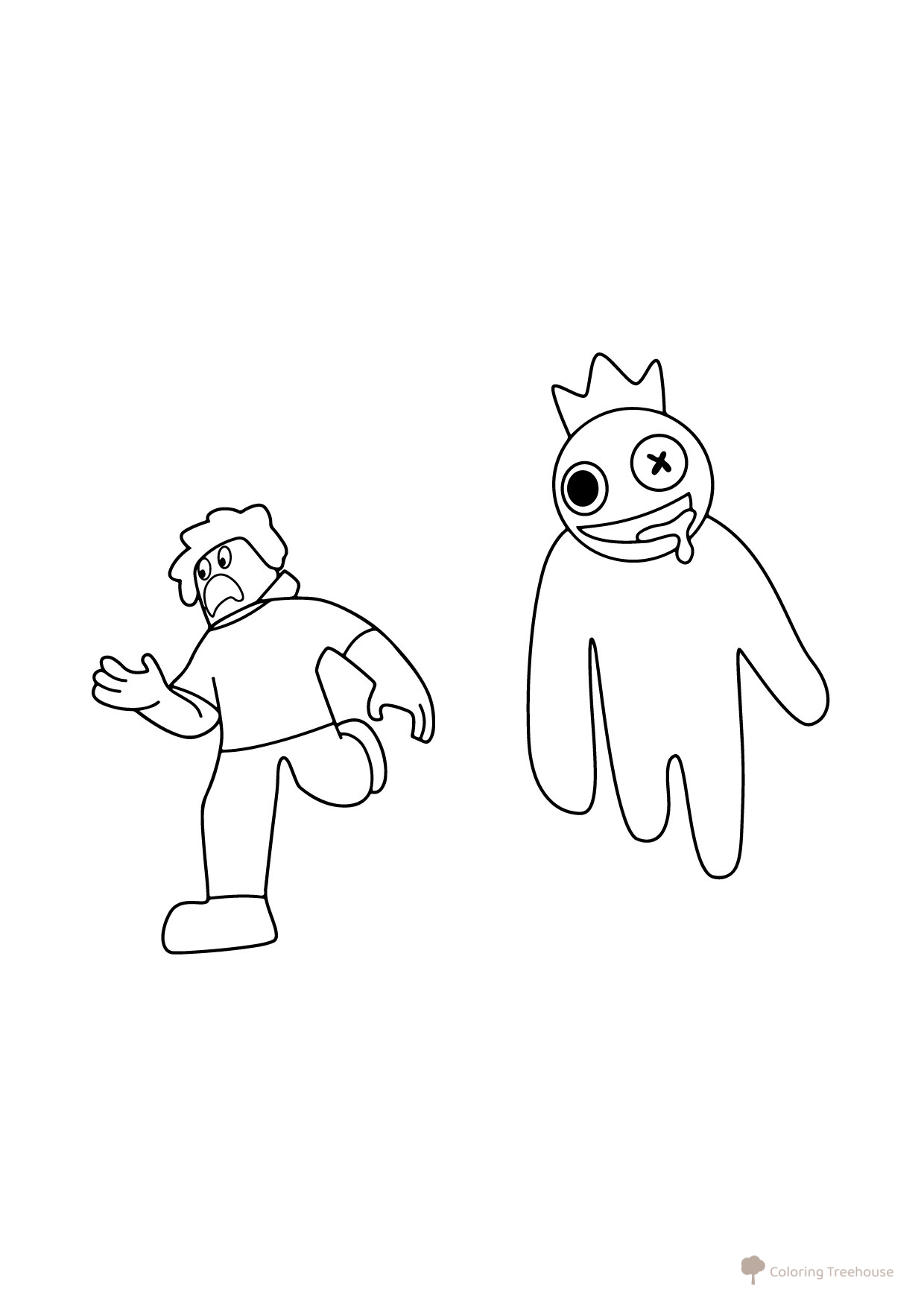 Página para colorear: El Azul persigue al jugador dibujo para colorear gratis de Páginas para colorear de Rainbow Friends