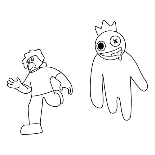 Página para colorear: El Azul persigue al jugador dibujo para colorear gratis de Páginas para colorear de Rainbow Friends