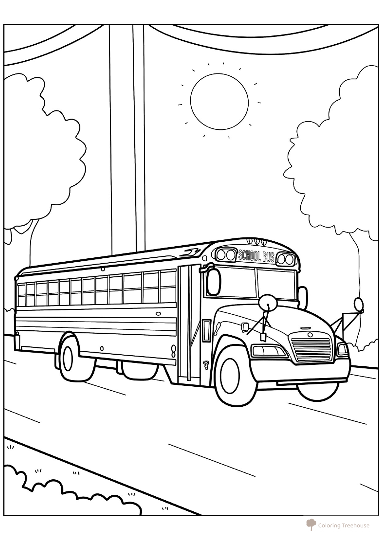 Página para colorear «Gran autobús escolar» dibujo para colorear gratis de Páginas para colorear de autobuses