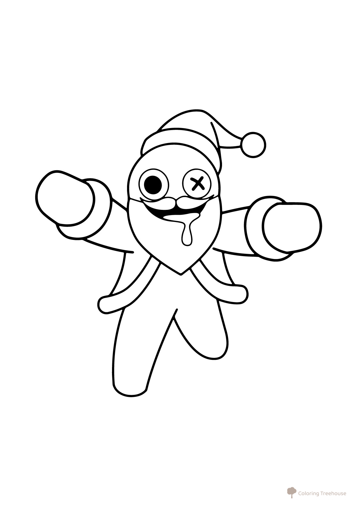 Blue in a Santa Costume Coloring Page free printable Rainbow Friends Coloring Pages coloring page